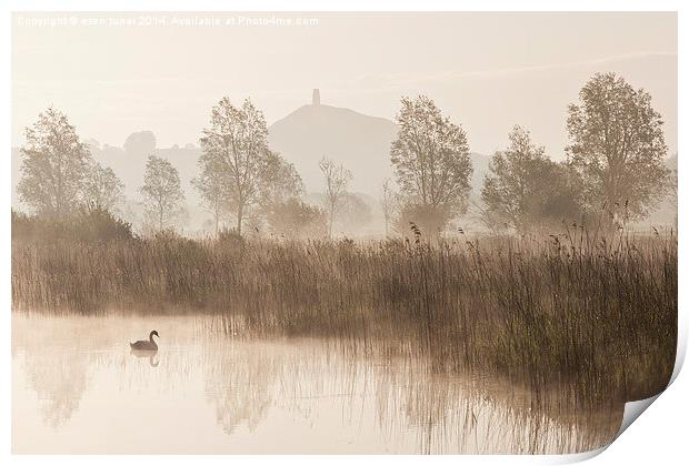  Misty Sunrise at Glastonbury Print by esen tunar