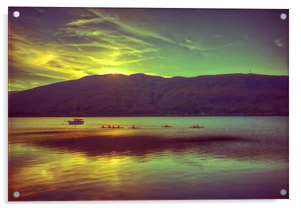  Canoeists at sunset  Acrylic by Mark Godden