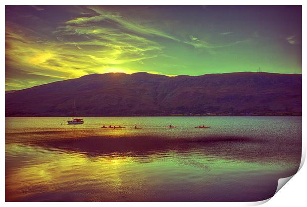  Canoeists at sunset  Print by Mark Godden
