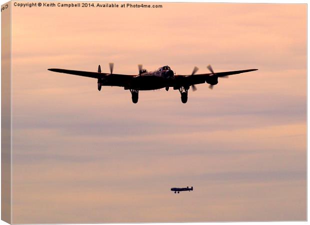 Lancasters Dusk Landing Canvas Print by Keith Campbell