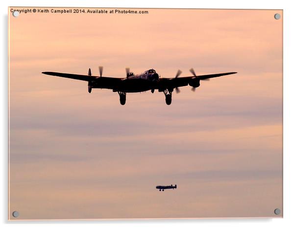 Lancasters Dusk Landing Acrylic by Keith Campbell