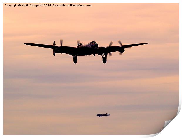 Lancasters Dusk Landing Print by Keith Campbell