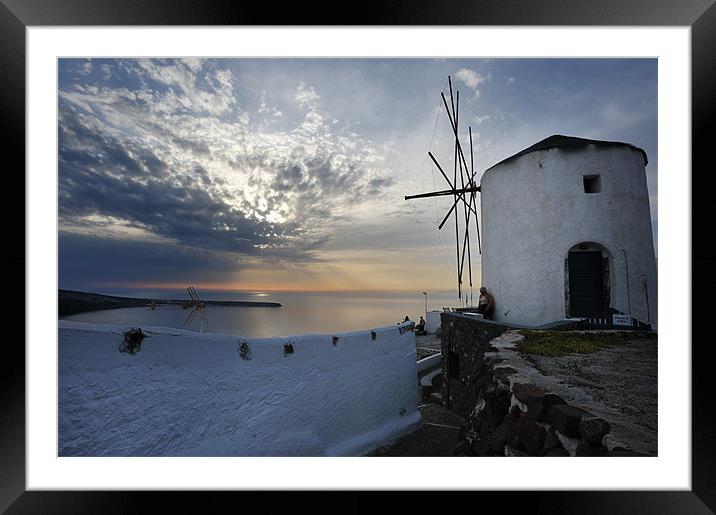 Windmill in Oia, Santorini Framed Mounted Print by Stephen Mole