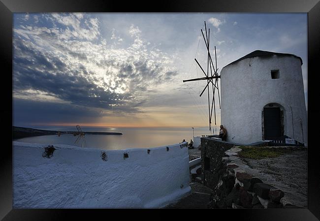 Windmill in Oia, Santorini Framed Print by Stephen Mole