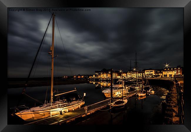  Waterfront Lights Framed Print by Simon Gray