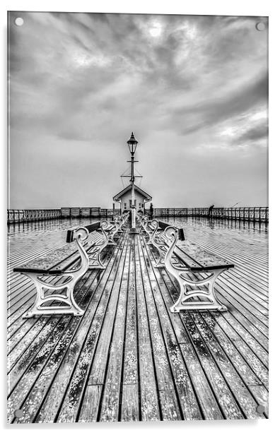 Penarth Pier 3 Black and White Acrylic by Steve Purnell