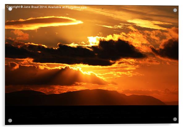  Golden Sunset - Landscape B Acrylic by Jane Braat