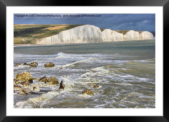  Breaking Waves - The Seven Sisters Framed Mounted Print by Colin Williams Photography