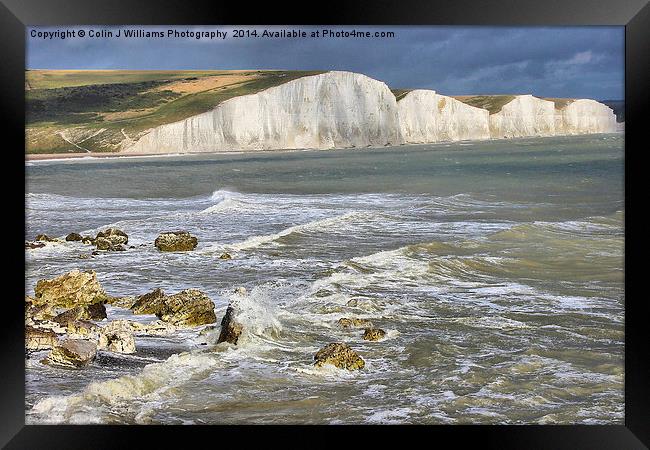  Breaking Waves - The Seven Sisters Framed Print by Colin Williams Photography