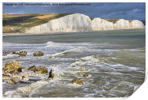  Breaking Waves - The Seven Sisters Print by Colin Williams Photography