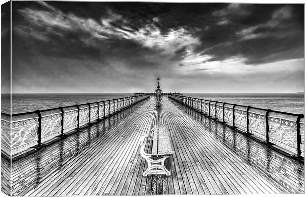 Penarth Pier 4 Black and White Canvas Print by Steve Purnell