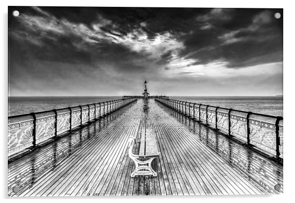 Penarth Pier 4 Black and White Acrylic by Steve Purnell