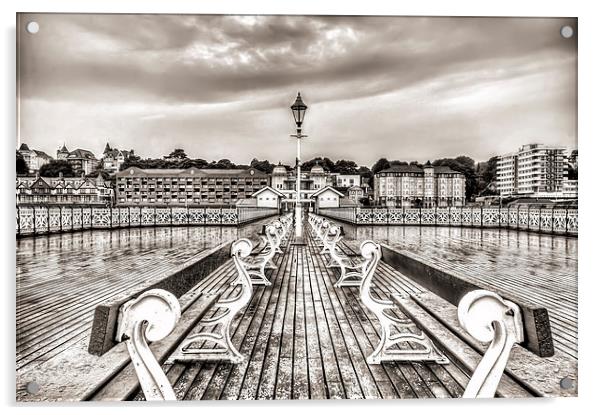 Penarth Pier 5 Black and White Acrylic by Steve Purnell