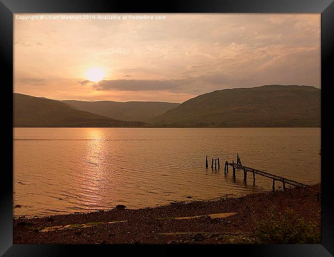 Sunset over Loch Linnhe  Framed Print by Lilian Marshall