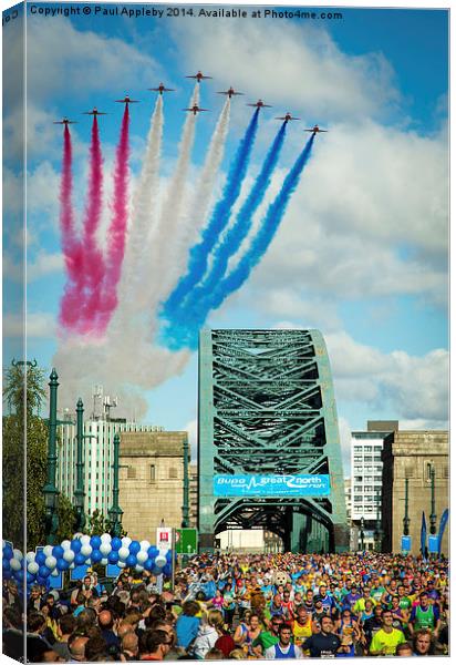  Red Arrows and the Great North Run 2014 Canvas Print by Paul Appleby