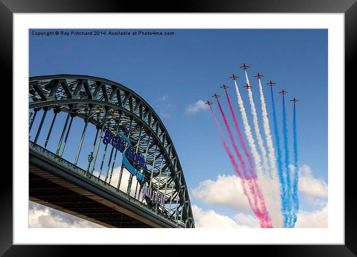  Red Arrows Over The Tyne Bridge Framed Mounted Print by Ray Pritchard