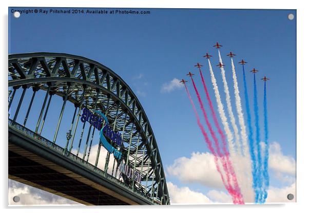  Red Arrows Over The Tyne Bridge Acrylic by Ray Pritchard