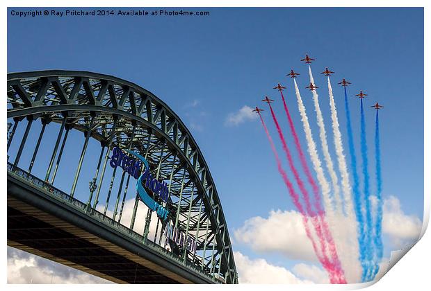  Red Arrows Over The Tyne Bridge Print by Ray Pritchard