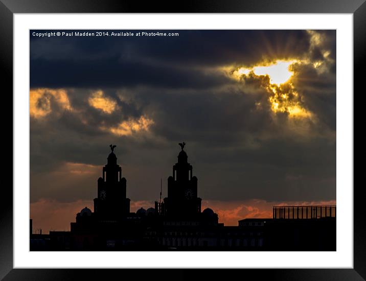 Liver Building and stormy skies Framed Mounted Print by Paul Madden