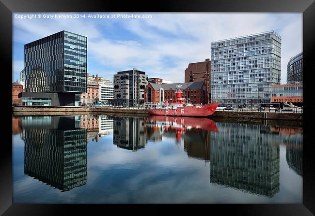 Reflections on Canning Dock Liverpool Framed Print by Gary Kenyon