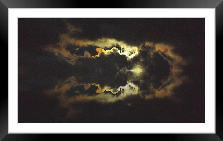  MOON IN THE CLOUDS REFLECTION Framed Mounted Print by Robert Happersberg