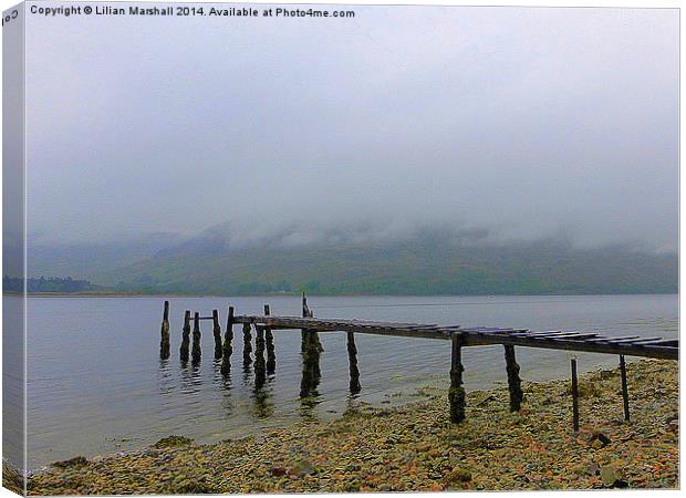 Misty over Loch Linnhe.  Canvas Print by Lilian Marshall