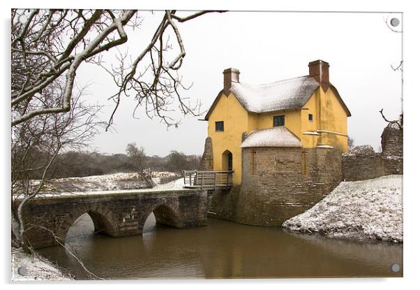 Stogursey Castle in Winter Acrylic by Bob Small