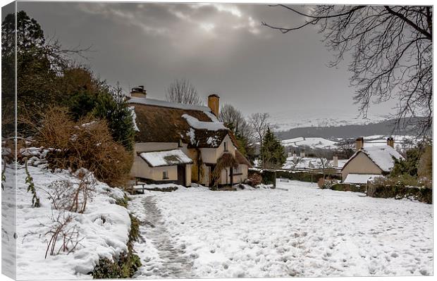  Selworthy in the Snow Canvas Print by Bob Small