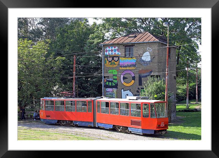 Red Tram in Belgrade  Framed Mounted Print by Tony Murtagh