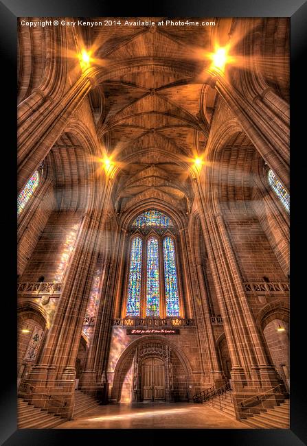  Light shines in the Liverpool Cathedral Framed Print by Gary Kenyon