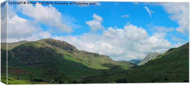  Little Langdale Valley Panorama Canvas Print by Simon Hall