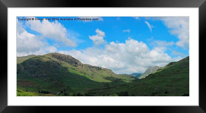  Little Langdale Valley Panorama Framed Mounted Print by Simon Hall