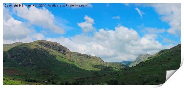  Little Langdale Valley Panorama Print by Simon Hall