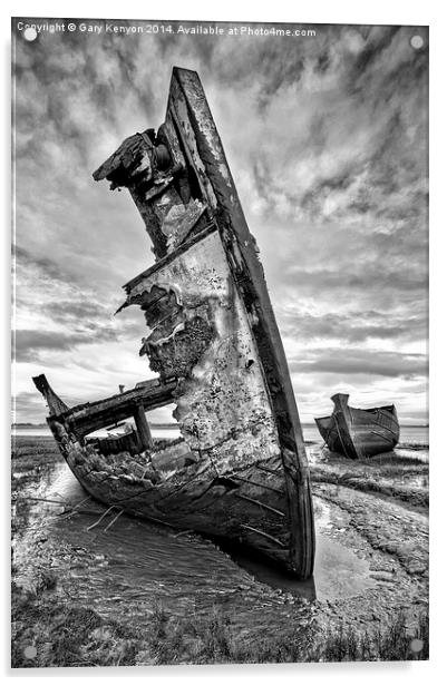  Moody Sky Over The Wrecks Acrylic by Gary Kenyon