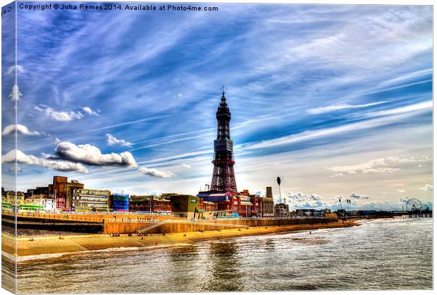  Blackpool Tower and Golden Mile during Sunny Day Canvas Print by Juha Remes