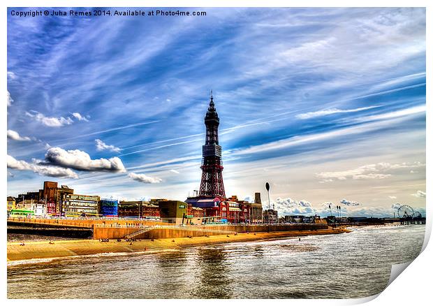  Blackpool Tower and Golden Mile during Sunny Day Print by Juha Remes
