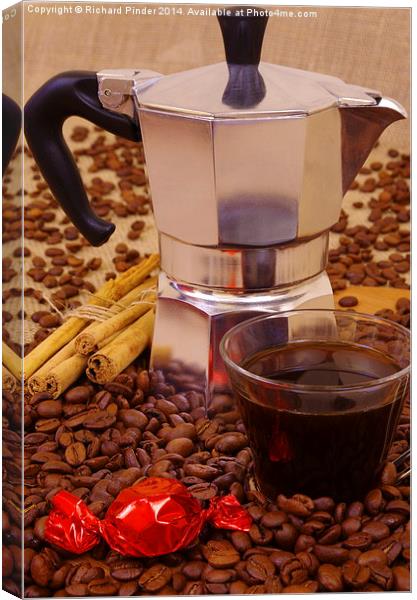  Espresso Coffee Pot and Cup of Espresso Canvas Print by Richard Pinder