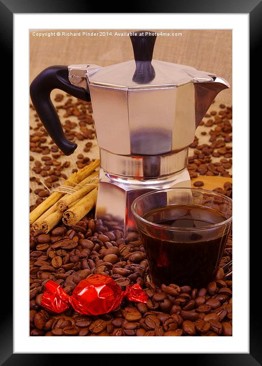  Espresso Coffee Pot and Cup of Espresso Framed Mounted Print by Richard Pinder