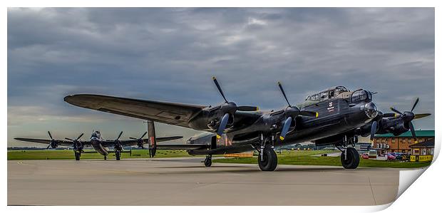  Taxiing Lancasters Print by David Charlton