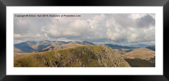 Scafell Range Panorama Framed Mounted Print by Simon Hall