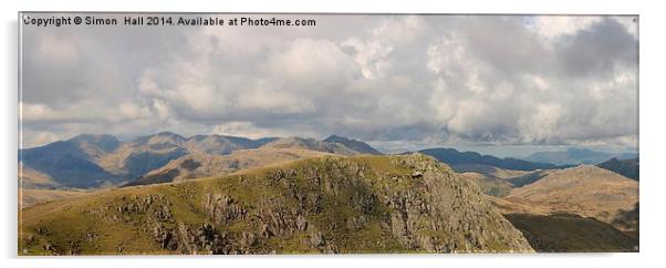 Scafell Range Panorama Acrylic by Simon Hall