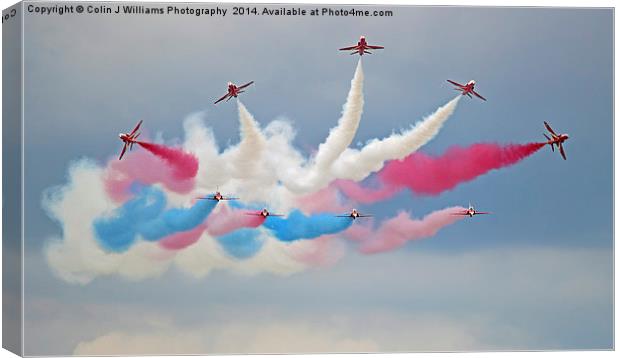  The Red Arrows - Break - Dunsfold 2014 Canvas Print by Colin Williams Photography