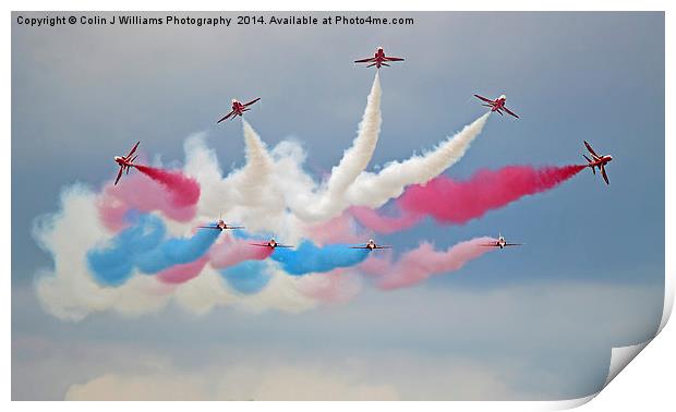  The Red Arrows - Break - Dunsfold 2014 Print by Colin Williams Photography