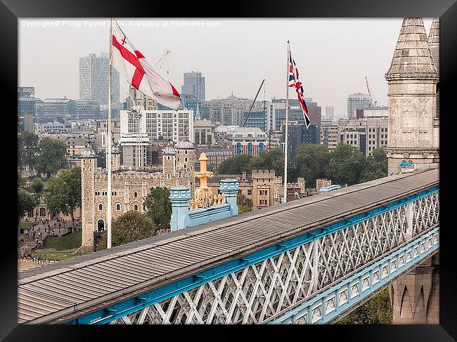  Tower of London - view from top of Tower Bridge Framed Print by Philip Pound