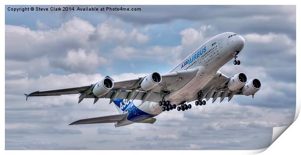  Airbus A380 - Take-Off Print by Steve H Clark