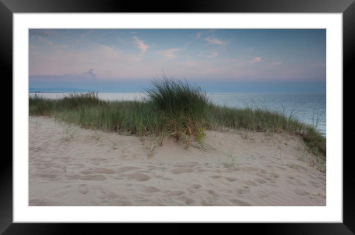  Swansea bay grass and sand dunes Framed Mounted Print by Leighton Collins