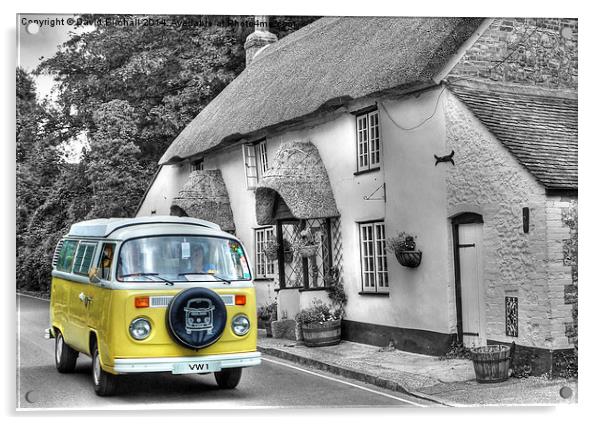 Volkswagen Camper and Thatched Cottage in West Lu Acrylic by David Birchall