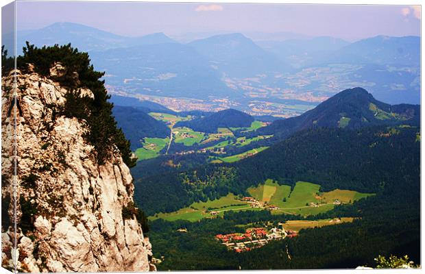 View over Berchetesgarden, Bavaria. Canvas Print by charlie Mellow