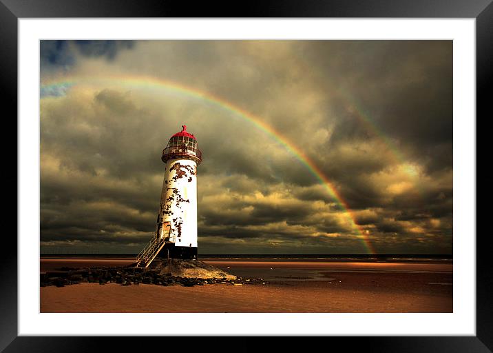  Rainbow over Talacre Lighthouse Point of Ayr Wale Framed Mounted Print by Mal Bray
