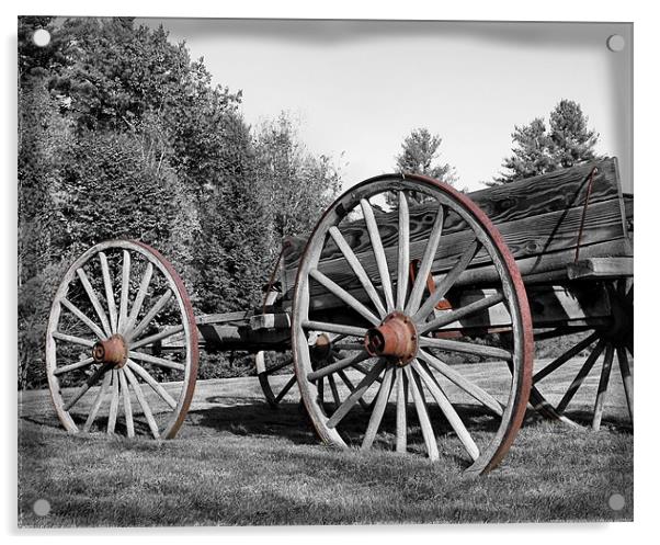 Old Wagon Wheels Acrylic by Jean Scott